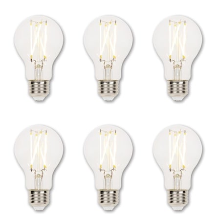 Westinghouse Bulb LED Dimmablemable 9W 120V A19 Filament 2700K Clear E26 Med Base, 6PK 5224020